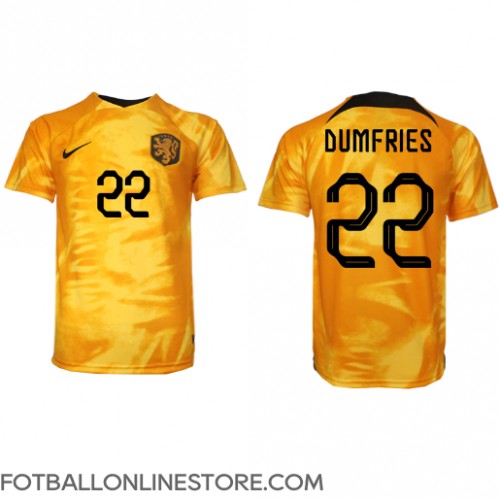 Billige Nederland Denzel Dumfries #22 Hjemmetrøye VM 2022 Kortermet